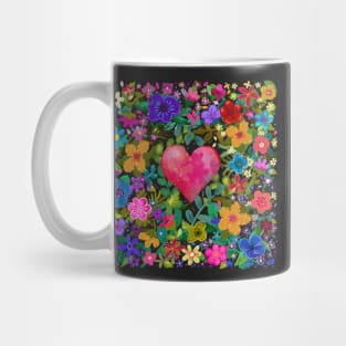 Boho Flowers and Heart by Cherie's Art(c)2021 Mug